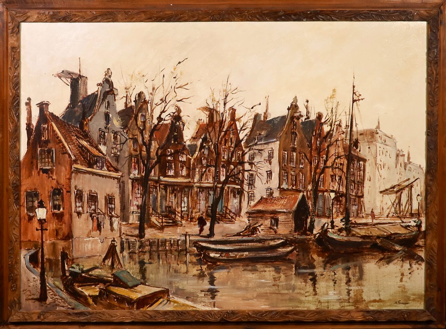 Rein Snapper - Olieverf op doek, Amsterdam zandhoek - Ingelijst (Groot) verkocht voor € 1!