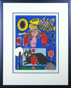 Corneille - Zeefdruk, Zonder titel - Ingelijst verkocht voor € 200!