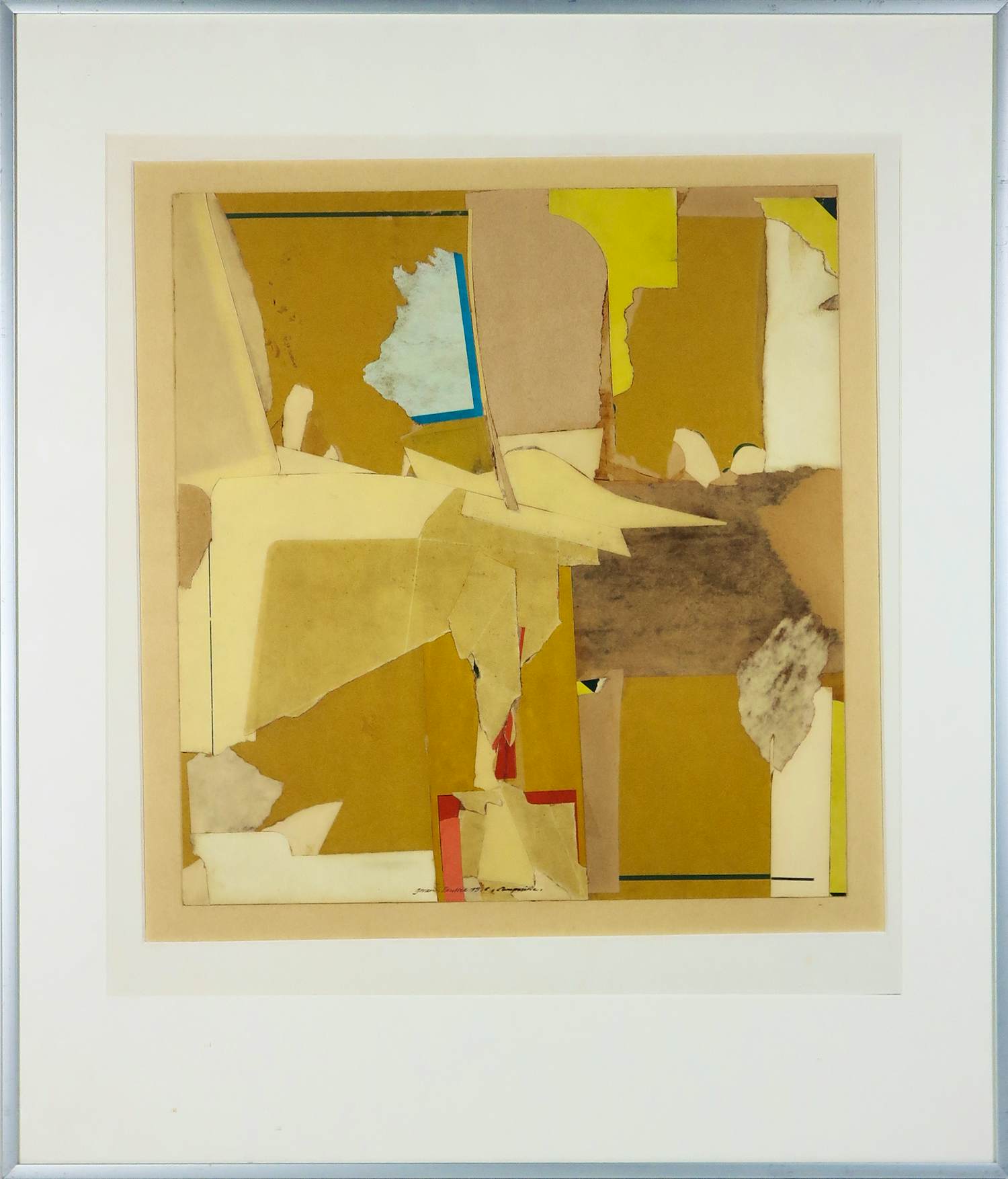 Gerard Brussee - Collage op karton, Compositie - Ingelijst kopen? Bied vanaf 35!