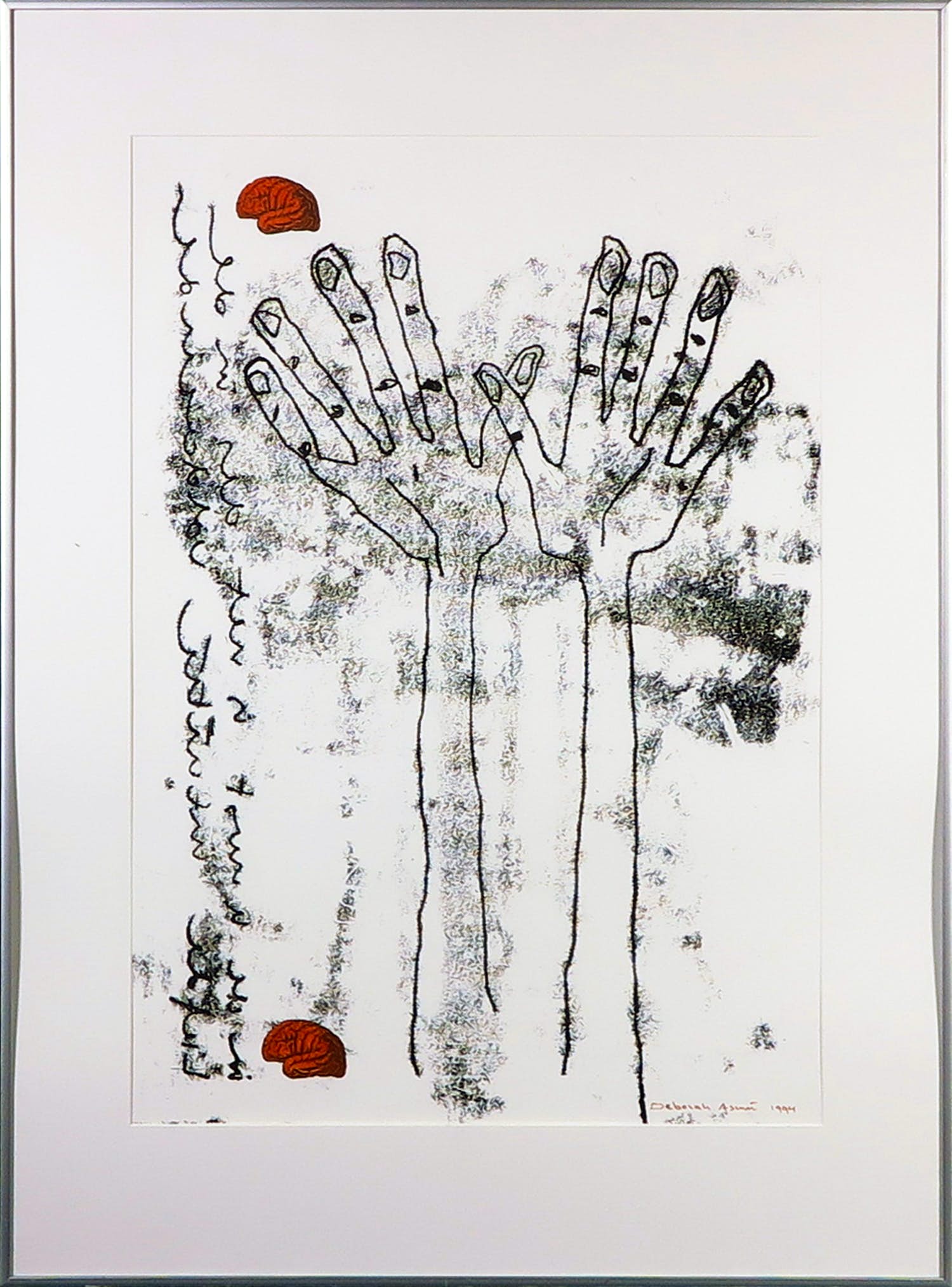 Deborah Asuni - Gemengde techniek op papier, Zonder titel - Ingelijst verkocht voor € 1!