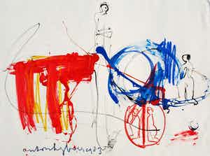 Anton Heyboer - Gemengde techniek, Groot, 78 x 107 cm , “Zonder titel” – 1983 verkocht voor € 100!