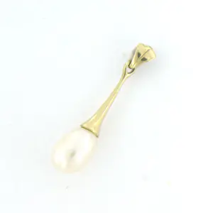 14k geel gouden hanger met een parel - afm. 2.5 cm x 5.9 mm kopen? Bied vanaf 70!