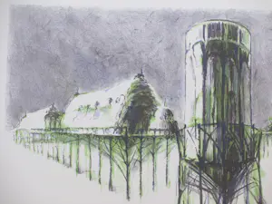 Ardi Brouwer - Schuren en silo - Kleurenlitho kopen? Bied vanaf 50!