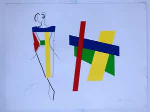 Bob Bonies - & Frans Molenaar: Abstracte compositie - Modeontwerp 2x handgesigneerd 1989 verkocht voor € 100!