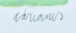 Adri Dijkhorst - Zeefdruk, Rivierlandschap kopen? Bied vanaf 35!