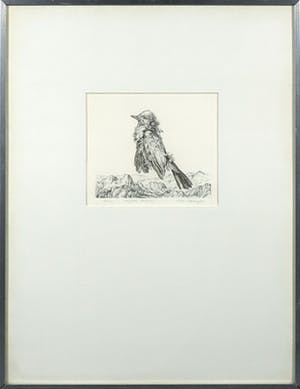 Dick Stolwijk - Ets, Staand vogeltje - Ingelijst kopen? Bied vanaf 35!