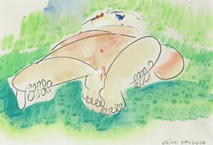 Rajne Dangova - Aquarel, Naakt in het gras kopen? Bied vanaf 1!