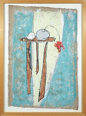 Carla Raadsveld - Zeefdruk op geschept papier, Stilleven I - Ingelijst kopen? Bied vanaf 1!