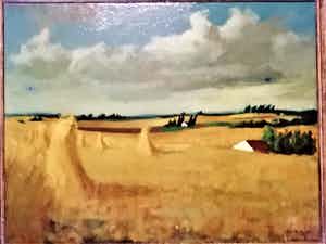 Dick Braam - GROOT WERK!! Korenschoven in landschap verkocht voor € 1!