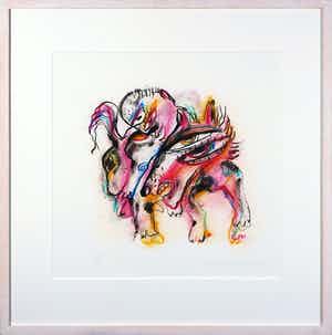 Henk Vierveijzer - Ingekleurde zeefdruk, Zonder titel - Ingelijst verkocht voor € 1!