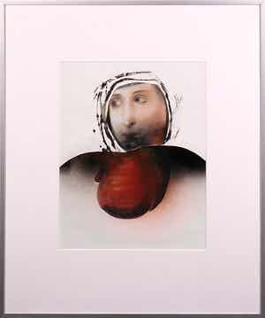 Philip Knipscheer - Pastelkrijt en collage, Zonder titel - Ingelijst verkocht voor € 1!