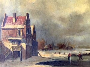 Niet of onleesbaar gesigneerd - Hollands Winterlandschap - Olieverf op doek kopen? Bied vanaf 10!