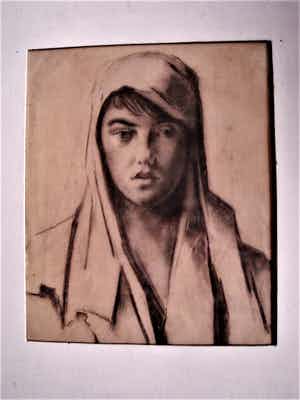 Geert Grauss - Willink van Collenprijs 1924-Pastelkrijt portret "Algerijnse jongedame" verkocht voor € 30!