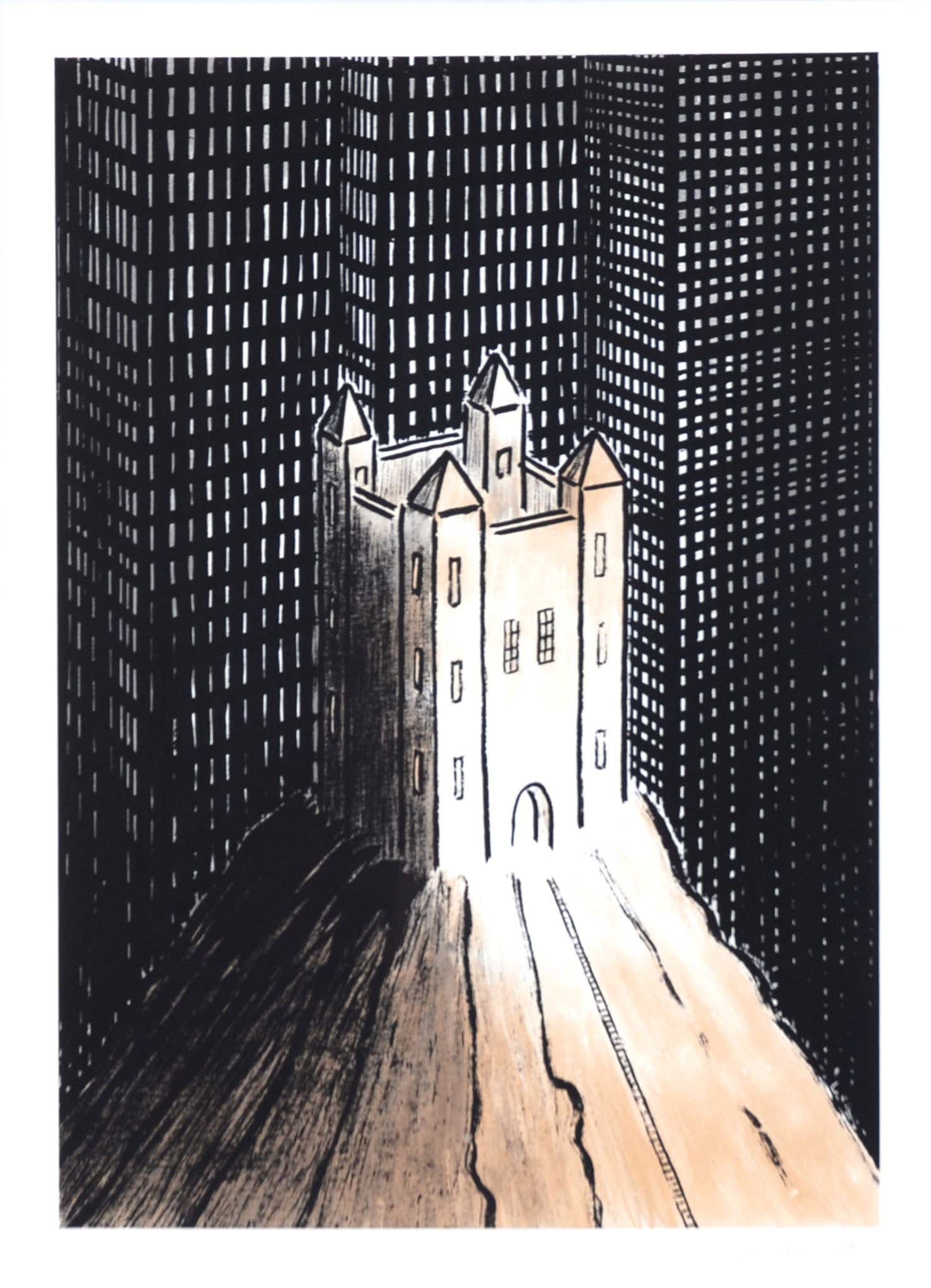 Jeroen Henneman - kleurenzeefdruk, 'De berg', 1991 (INGELIJST) verkocht voor € 199!