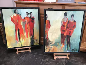 Niet of onleesbaar gesigneerd - Poseren in rood. kopen? Bied vanaf 1!
