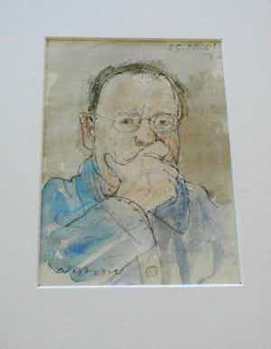 Co Westerik - ingelijste aquarel: zelfportret - 2001 verkocht voor € 1350!