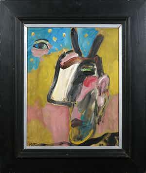 Anton Martineau - Olieverf op canvasboard, Knipoog - Ingelijst verkocht voor € 350!