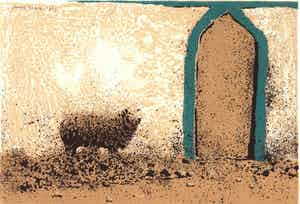 Simon Koene - Grieks schaap met blauw boogje verkocht voor € 25!