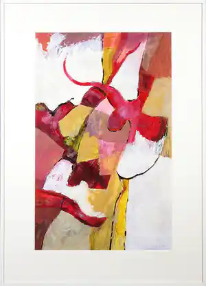 Theo Reusing - Acryl op papier, Zonder titel - Ingelijst verkocht voor € 1!