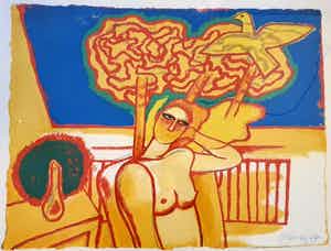 Corneille - Femme Jaune - gesigneerd - 200 ex - ingelijst verkocht voor € 1!