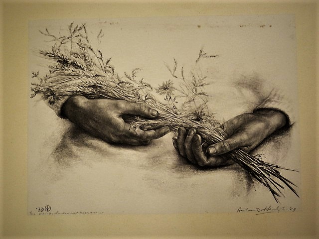 Aart van Dobbenburgh - Zeer bep. Oplage ! 1937 Litho "Meisjeshanden met Korenaren" gesigneerd kopen? Bied vanaf 1!