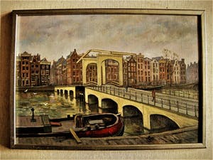 Ronald Terpstra - Sfeervol olieverf "Amsterdam de Magere Brug over de Amstel" gesigneerd kopen? Bied vanaf 60!