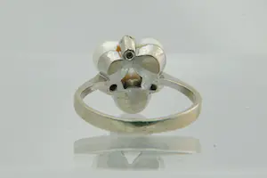 69-  Exclusieve 14Krt witgouden dames entourage ring met diamanten en parels kopen? Bied vanaf 180!