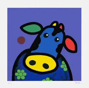 Franz Basdera - Kleurenzeefdruk HAPPY COW Handgesigneerd kopen? Bied vanaf 69!
