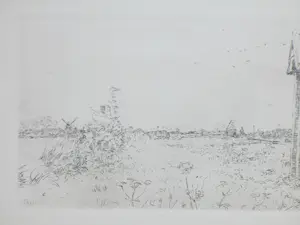 Willem Bastiaan Tholen - Polderlandschap bij Leiden - Ets kopen? Bied vanaf 50!