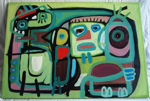 Jasper Banen - Acrylverf op doek , “Maskers” – 2010 kopen? Bied vanaf 275!
