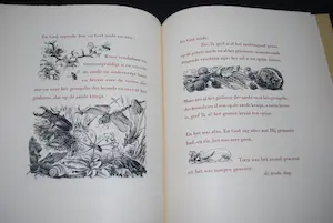 Dirk van Gelder - De Scheppingsdagen, 17 houtgravures 1950 plus Kerstgroet in houtgravure kopen? Bied vanaf 40!