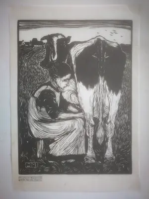 Jan Mankes - Koemelkster. Naar werk uit 1914. kopen? Bied vanaf 120!