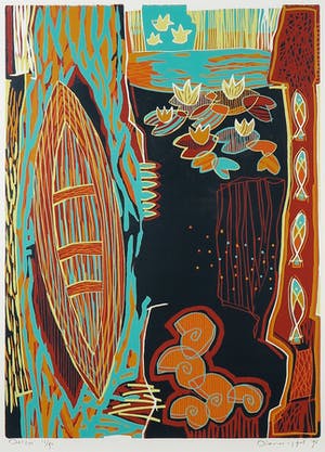 Diana van Hal - Linosnede, Delta - Ingelijst kopen? Bied vanaf 1!