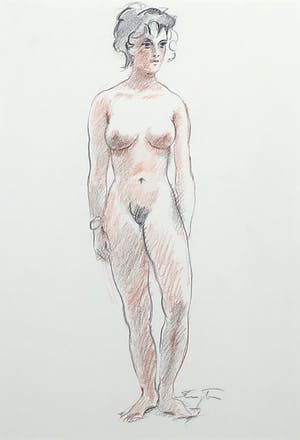 Jan Sluijters (jr.) - Potloodtekening, Poserend naakt kopen? Bied vanaf 1!