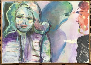 Oskar Lens - Olieverf op linnen, Twee vrouwen, gesigneerd en ingelijst kopen? Bied vanaf 90!