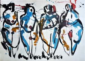 Anton Heyboer - Four women . verkocht voor € 400!