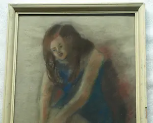 Harrie Kuyten - Ingelijste pastelkrijttekening , Meisje kopen? Bied vanaf 20!