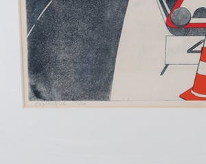 Gerard van Kerkhof - Ingekleurde ets. Titel, "Werk in uitvoering nabij Parijs". kopen? Bied vanaf 20!