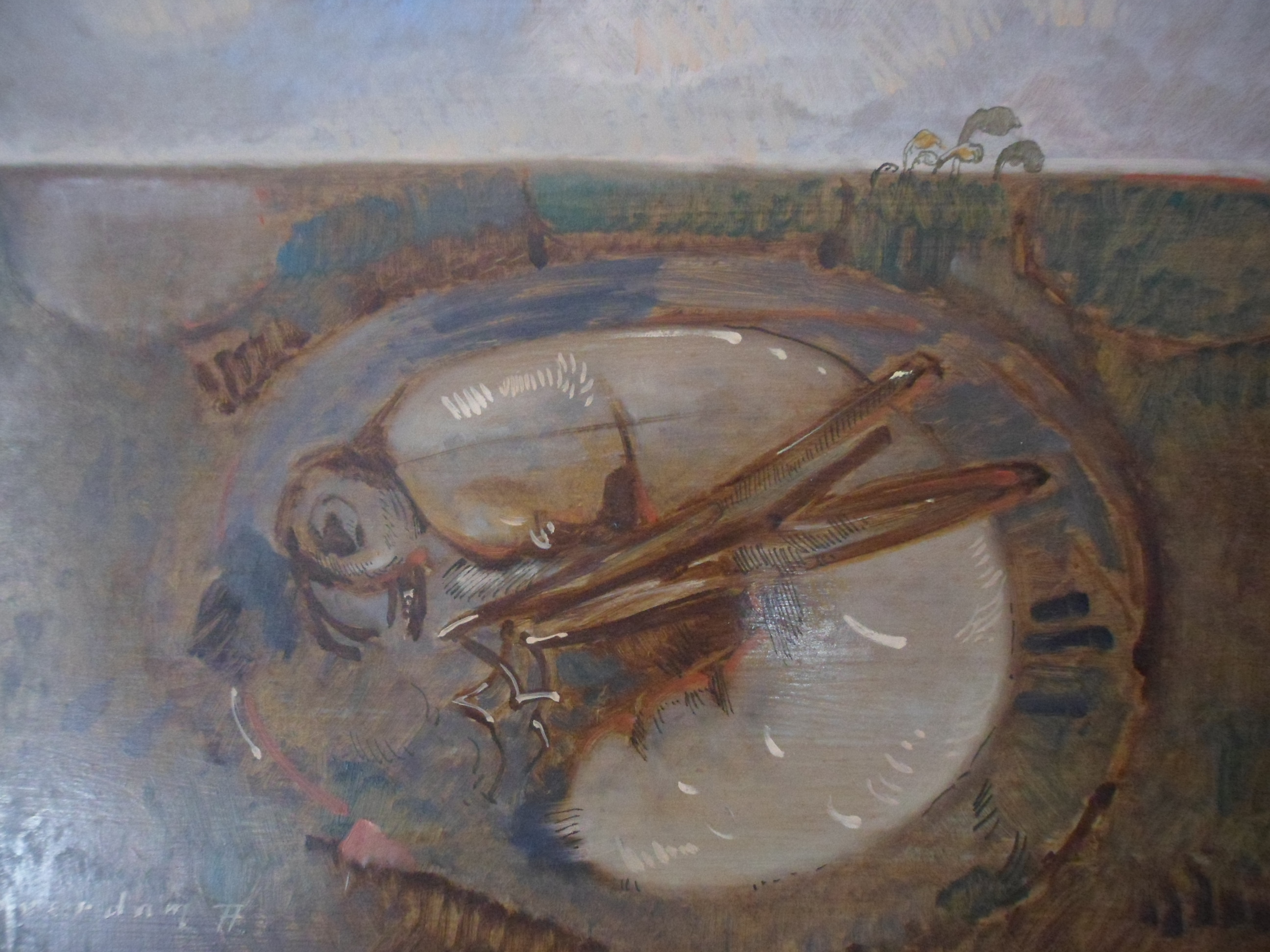 Ab van Overdam - Acrylverf op paneel, Titel "larve". kopen? Bied vanaf 25!
