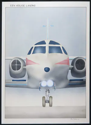 Theo Wolters - Airbrush op papier, Een veilige landing kopen? Bied vanaf 1!