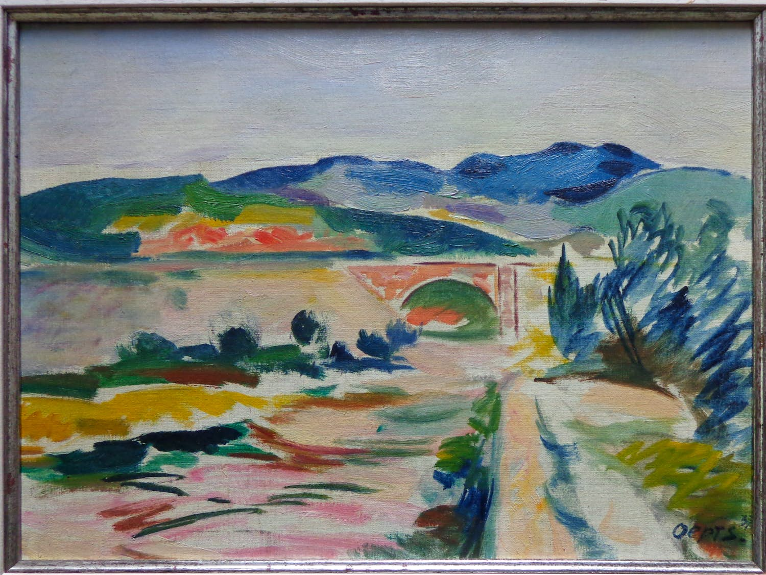 Buy Wim Oepts - FAUVISTISCH LANDSCHAP / OLIEVERF PANEEL / 43x53cm / KADER / SIG / 1937? Bid from 245!