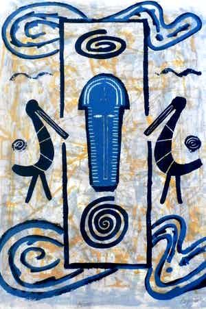 Bettina Lopetro - ingelijste zeefdruk: Birds - 1993 verkocht voor € 55!