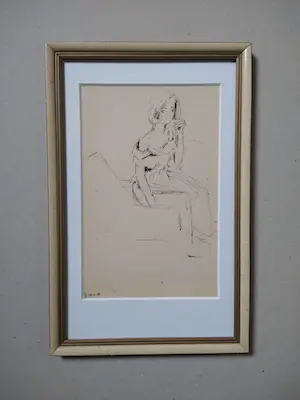 Niet of onleesbaar gesigneerd - Zittende jonge vrouw - potlood kopen? Bied vanaf 1!