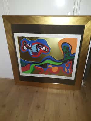 Karel Appel - Flying hat meets sleeping dog verkocht voor € 1250!