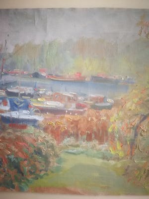 Klaas de Poel - Boten. Oever met treurwilg. kopen? Bied vanaf 49!