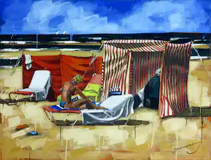 Marjolein Spreeuwenberg - Acryl op doek, Strandgezicht (Zeer groot formaat!) verkauft für € 220!
