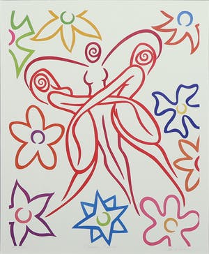 Donna Corbani - Zeefdruk, Flower Power - Ingelijst kopen? Bied vanaf 1!