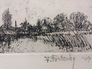 Fred Fritschij - Polderlandschap - Wetzijderveld Zaandam - ets kopen? Bied vanaf 50!