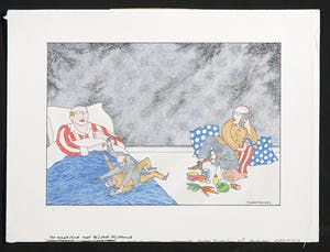 Pieter Hermanides - Gemengde techniek op papier, Zo gaat dat met gezond verstand kopen? Bied vanaf 35!