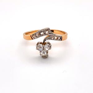 18kt bicolor ring met diamant, maat 55/17,25, 3,01gr kopen? Bied vanaf 370!